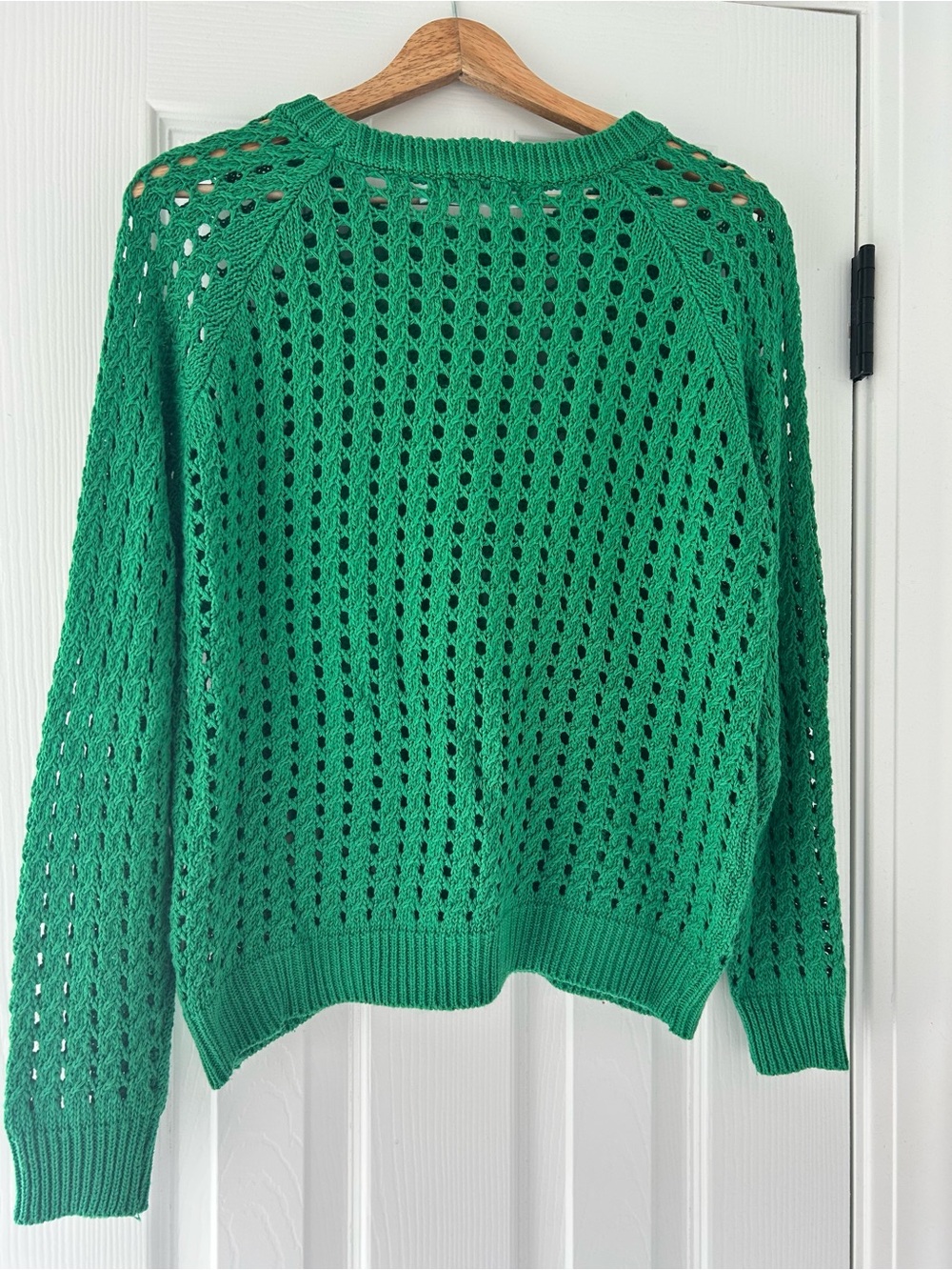 Green Open-Knit Crewneck Sweater - Picture 4 of 4
